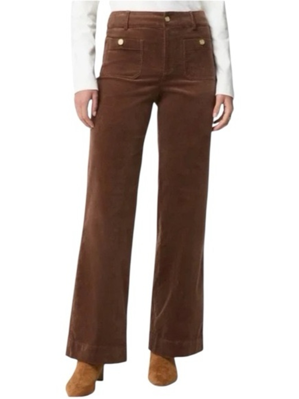 NEW J Crew Factory Lizzie Corduroy Flare Pants Patch Pocket Brown 26